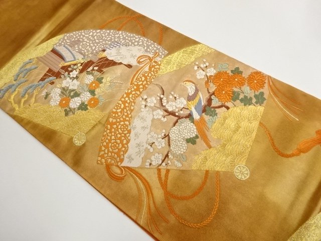 JAPANESE KIMONO / FUKURO OBI / WOVEN FOLDING FAN & CLASSICAL PATTERN 